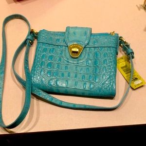 Brahmin turquoise crossbody bag gold finishings
